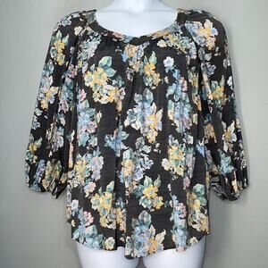 LC Lauren Conrad Womens Size XL Floral Peasant Top Romantic Feminine Cottagecore